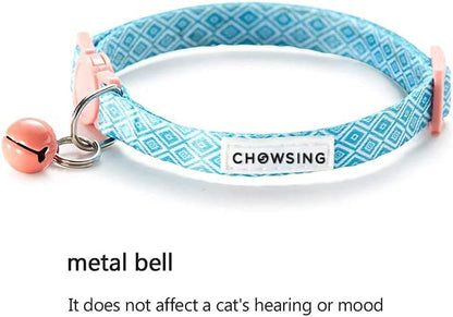 Chowsing 2Pcs Kitten Collars with Flower Breakaway Cat Collars with Bell Adjustable Strap Kitten Collars for Girls Safety Buckle Cat Collars