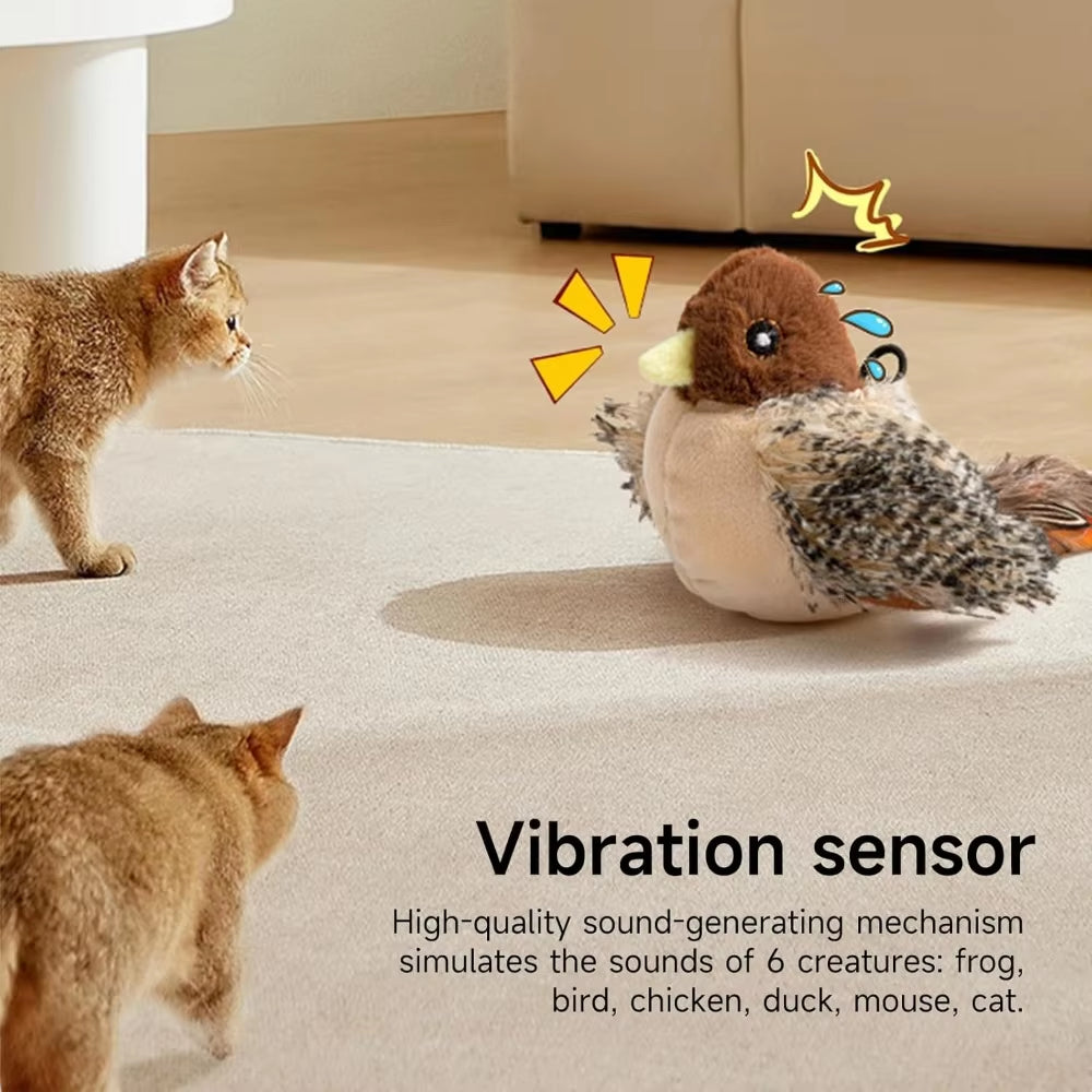 Flapping Bird Cat Toy, Interactive Flappy Bird Cat Toy Bird Toy for Cats, Simulated Chirping Bird Cat Toy, Interactive Cat Toy