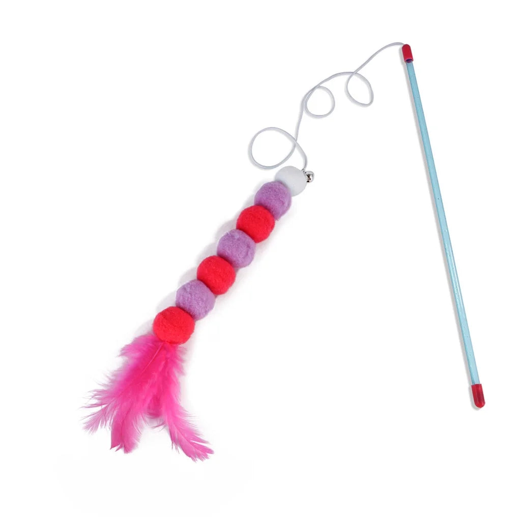 Pet Supplies Kitten Cat Toy Interactive Toy Soft Feather and Bell Beading Cat Toy Red