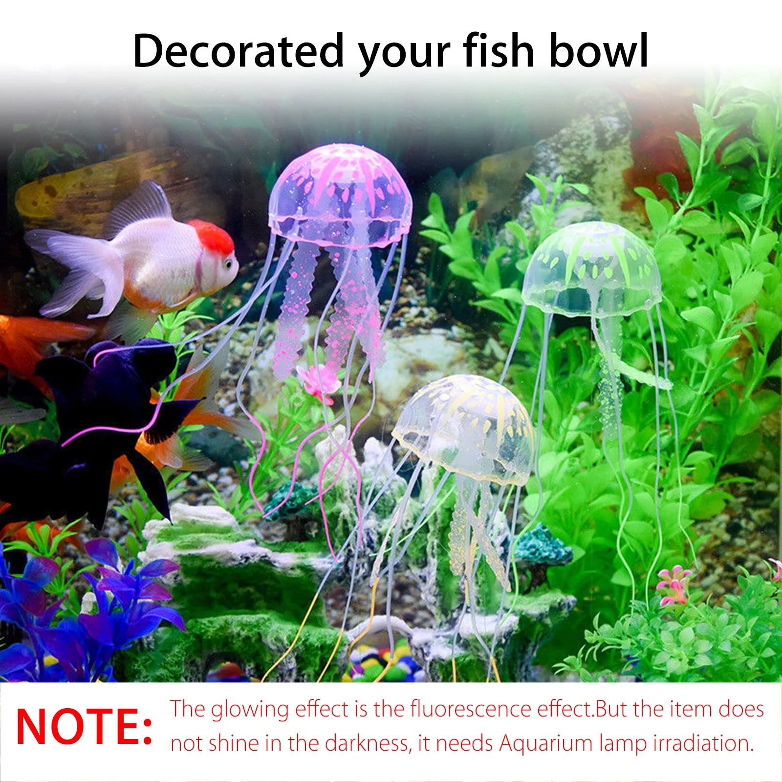 4Pcs Jellyfish Aquarium Decorations, Glowing Effect Fish Tank Ornament