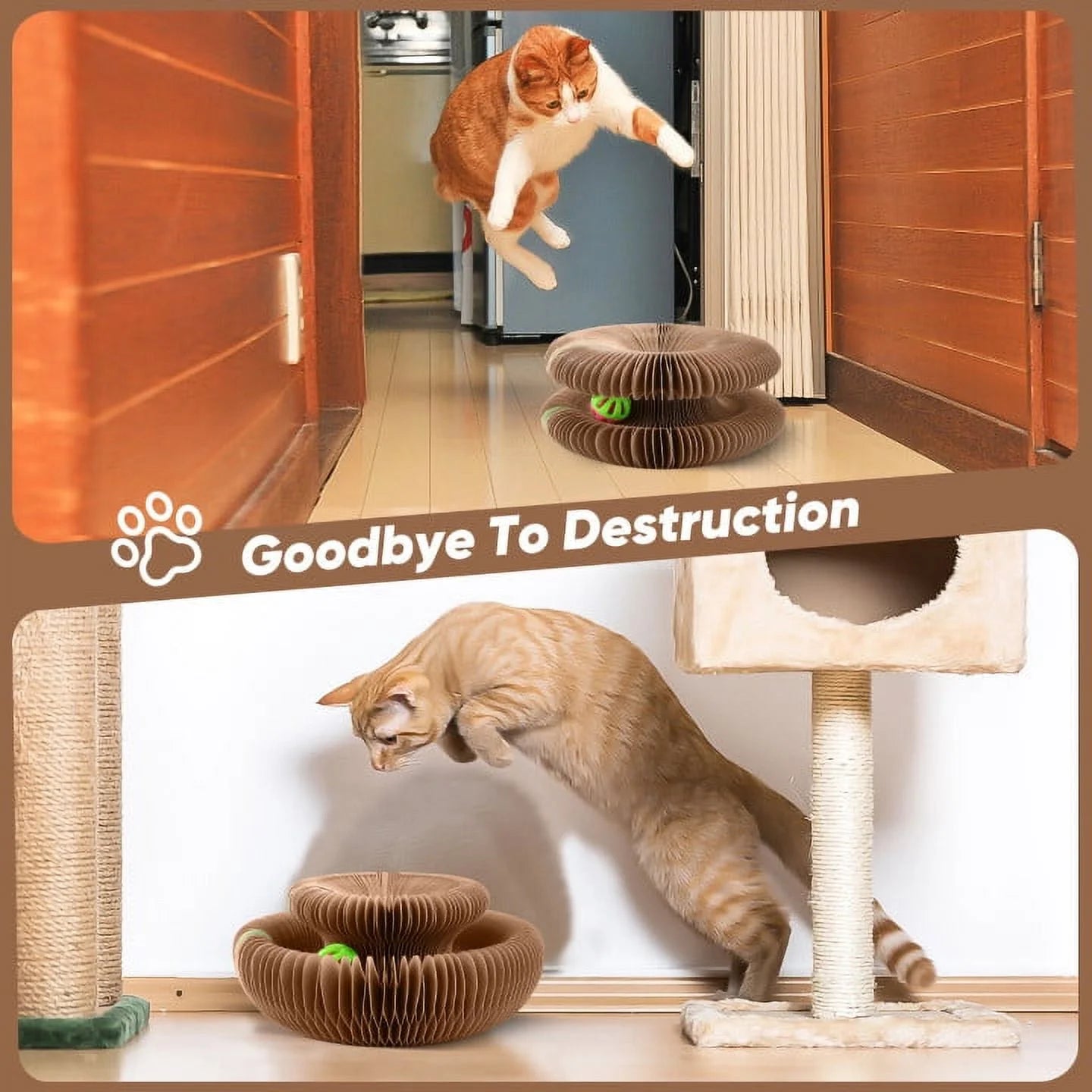 Interactive Cat Toys for Christmas Cat Scratch Boxes for Indoor Cats Magic Organ Cat Scratching Board with Toy Bell Cat Scratching Board Travel Cat Scratcher